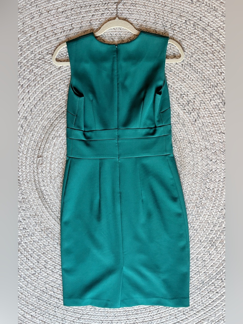 Ann Taylor Doubleweave V-Neck Sheath Dress — Teal Blue/Green — Size 0 - Picture 4 of 5